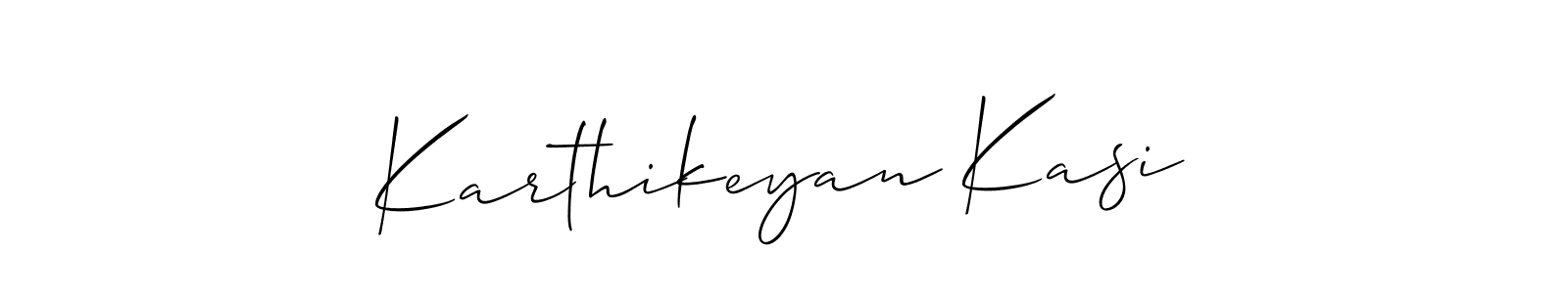 Use a signature maker to create a handwritten signature online. With this signature software, you can design (Allison_Script) your own signature for name Karthikeyan Kasi. Karthikeyan Kasi signature style 2 images and pictures png