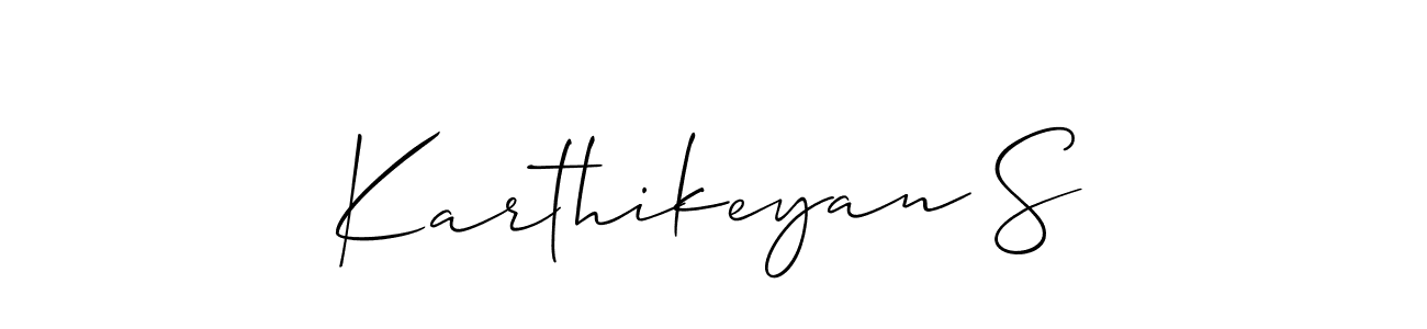 It looks lik you need a new signature style for name Karthikeyan S. Design unique handwritten (Allison_Script) signature with our free signature maker in just a few clicks. Karthikeyan S signature style 2 images and pictures png