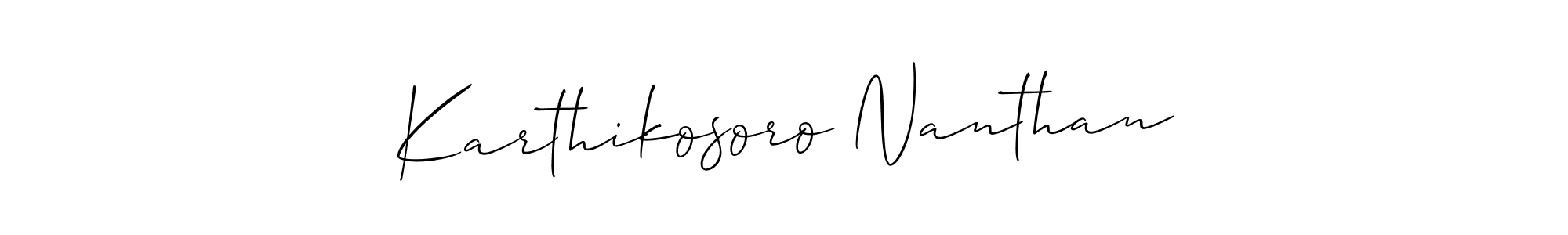 Make a short Karthikosoro Nanthan signature style. Manage your documents anywhere anytime using Allison_Script. Create and add eSignatures, submit forms, share and send files easily. Karthikosoro Nanthan signature style 2 images and pictures png