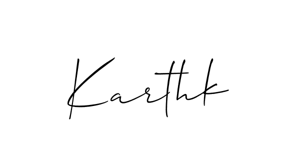 Design your own signature with our free online signature maker. With this signature software, you can create a handwritten (Allison_Script) signature for name Karthk. Karthk signature style 2 images and pictures png