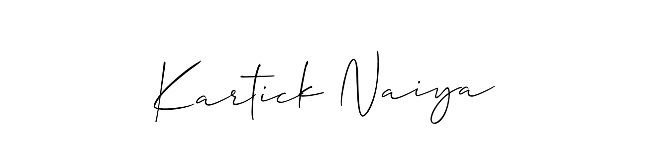 The best way (Allison_Script) to make a short signature is to pick only two or three words in your name. The name Kartick Naiya include a total of six letters. For converting this name. Kartick Naiya signature style 2 images and pictures png