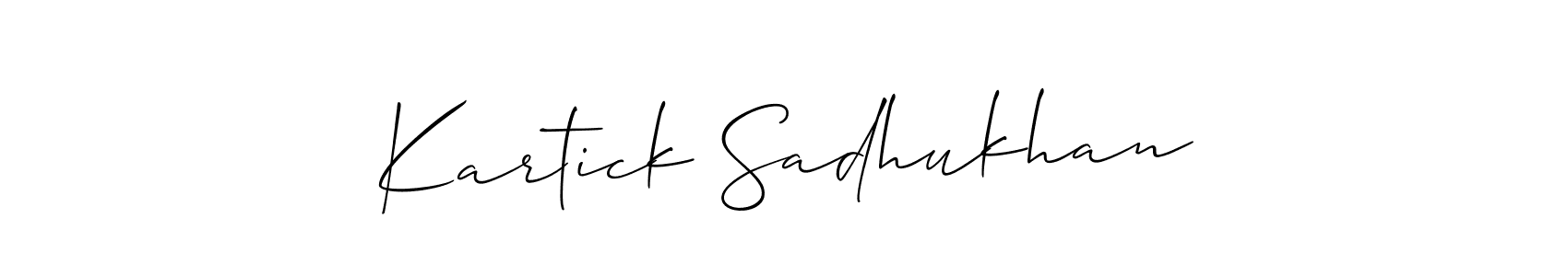The best way (Allison_Script) to make a short signature is to pick only two or three words in your name. The name Kartick Sadhukhan include a total of six letters. For converting this name. Kartick Sadhukhan signature style 2 images and pictures png