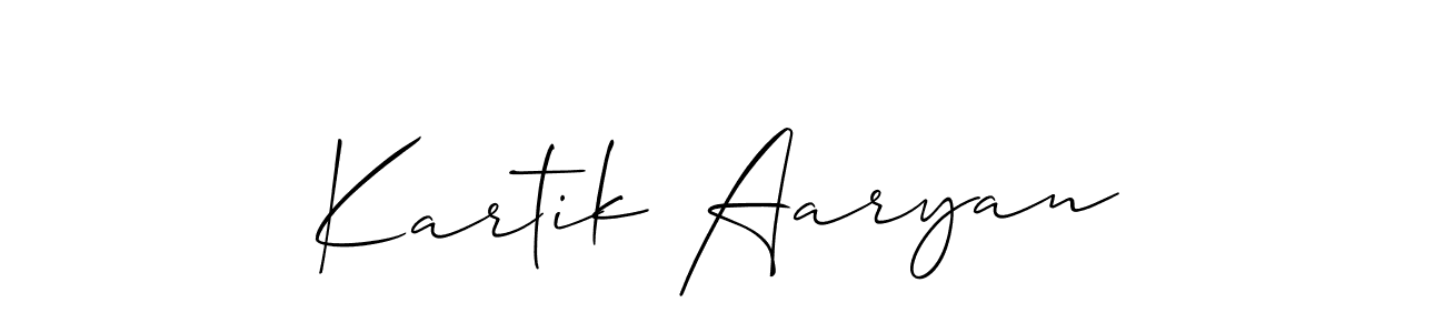 Design your own signature with our free online signature maker. With this signature software, you can create a handwritten (Allison_Script) signature for name Kartik Aaryan. Kartik Aaryan signature style 2 images and pictures png