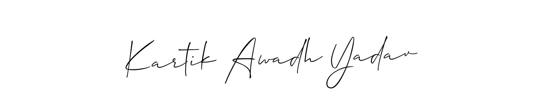 Similarly Allison_Script is the best handwritten signature design. Signature creator online .You can use it as an online autograph creator for name Kartik Awadh Yadav. Kartik Awadh Yadav signature style 2 images and pictures png