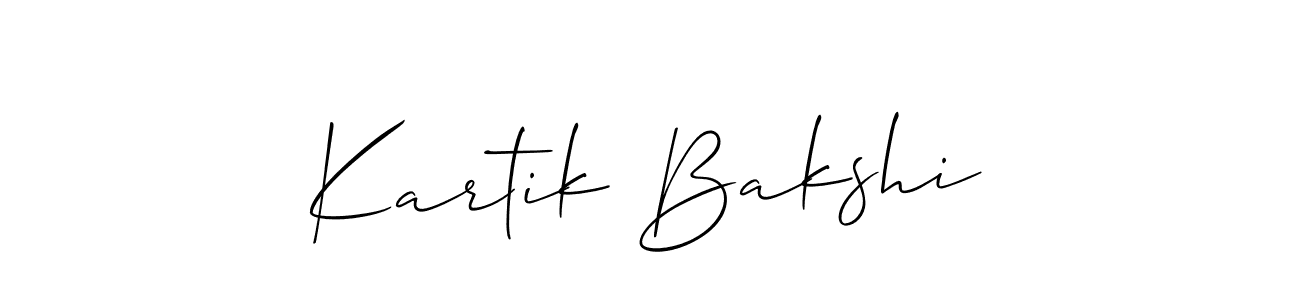 You should practise on your own different ways (Allison_Script) to write your name (Kartik Bakshi) in signature. don't let someone else do it for you. Kartik Bakshi signature style 2 images and pictures png