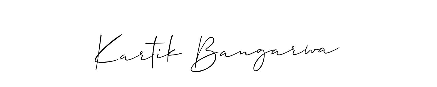 Create a beautiful signature design for name Kartik Bangarwa. With this signature (Allison_Script) fonts, you can make a handwritten signature for free. Kartik Bangarwa signature style 2 images and pictures png
