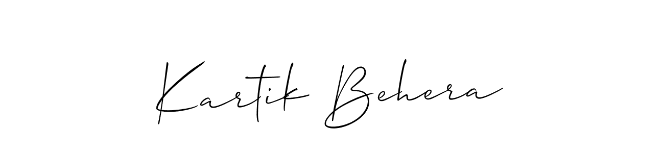 if you are searching for the best signature style for your name Kartik Behera. so please give up your signature search. here we have designed multiple signature styles  using Allison_Script. Kartik Behera signature style 2 images and pictures png