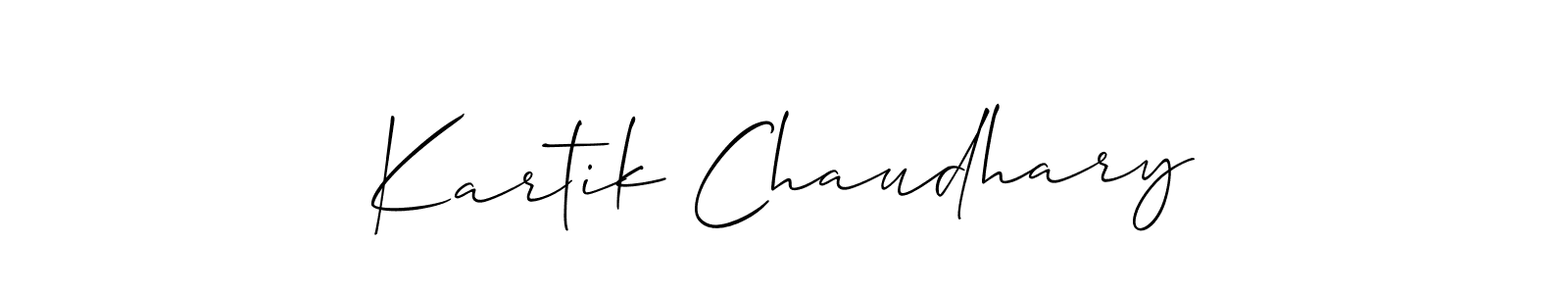 How to make Kartik Chaudhary name signature. Use Allison_Script style for creating short signs online. This is the latest handwritten sign. Kartik Chaudhary signature style 2 images and pictures png