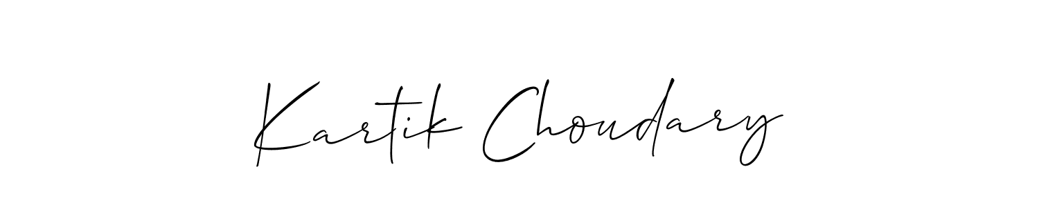 The best way (Allison_Script) to make a short signature is to pick only two or three words in your name. The name Kartik Choudary include a total of six letters. For converting this name. Kartik Choudary signature style 2 images and pictures png