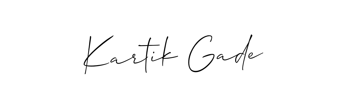 Also we have Kartik Gade name is the best signature style. Create professional handwritten signature collection using Allison_Script autograph style. Kartik Gade signature style 2 images and pictures png