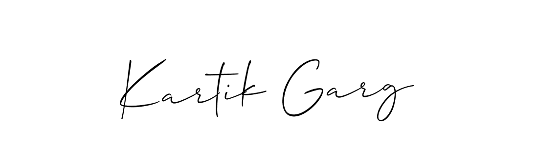 Allison_Script is a professional signature style that is perfect for those who want to add a touch of class to their signature. It is also a great choice for those who want to make their signature more unique. Get Kartik Garg name to fancy signature for free. Kartik Garg signature style 2 images and pictures png