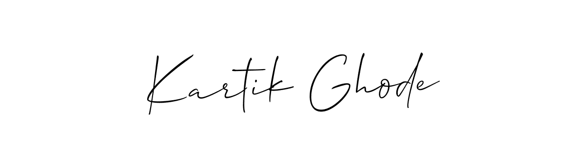 Allison_Script is a professional signature style that is perfect for those who want to add a touch of class to their signature. It is also a great choice for those who want to make their signature more unique. Get Kartik Ghode name to fancy signature for free. Kartik Ghode signature style 2 images and pictures png
