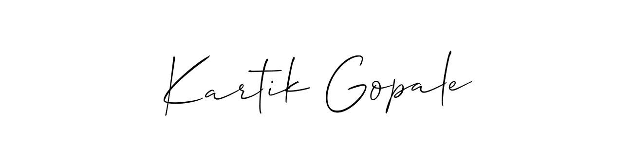 Use a signature maker to create a handwritten signature online. With this signature software, you can design (Allison_Script) your own signature for name Kartik Gopale. Kartik Gopale signature style 2 images and pictures png