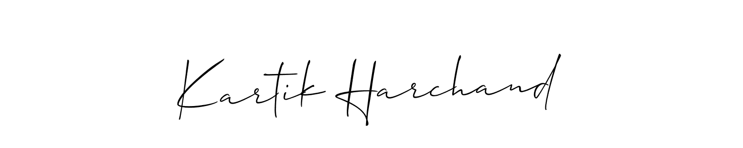 How to make Kartik Harchand name signature. Use Allison_Script style for creating short signs online. This is the latest handwritten sign. Kartik Harchand signature style 2 images and pictures png