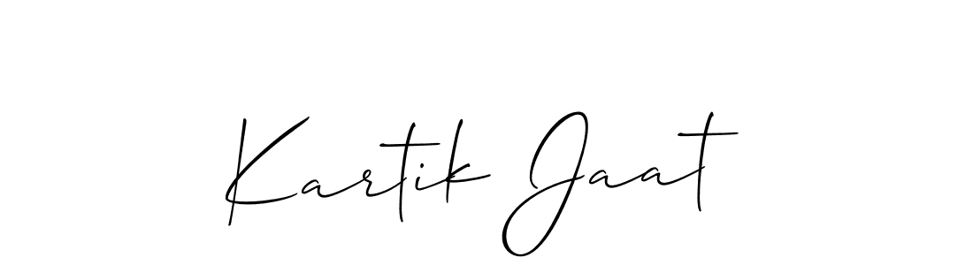 Use a signature maker to create a handwritten signature online. With this signature software, you can design (Allison_Script) your own signature for name Kartik Jaat. Kartik Jaat signature style 2 images and pictures png