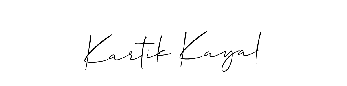 Make a beautiful signature design for name Kartik Kayal. With this signature (Allison_Script) style, you can create a handwritten signature for free. Kartik Kayal signature style 2 images and pictures png