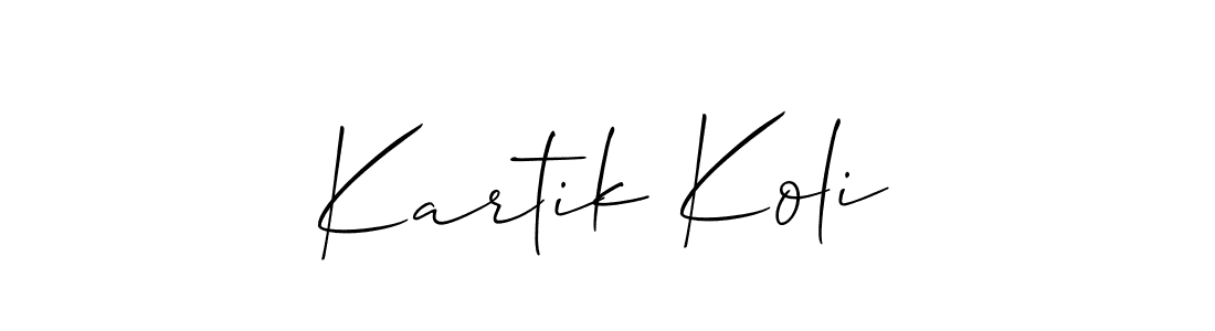 Create a beautiful signature design for name Kartik Koli. With this signature (Allison_Script) fonts, you can make a handwritten signature for free. Kartik Koli signature style 2 images and pictures png