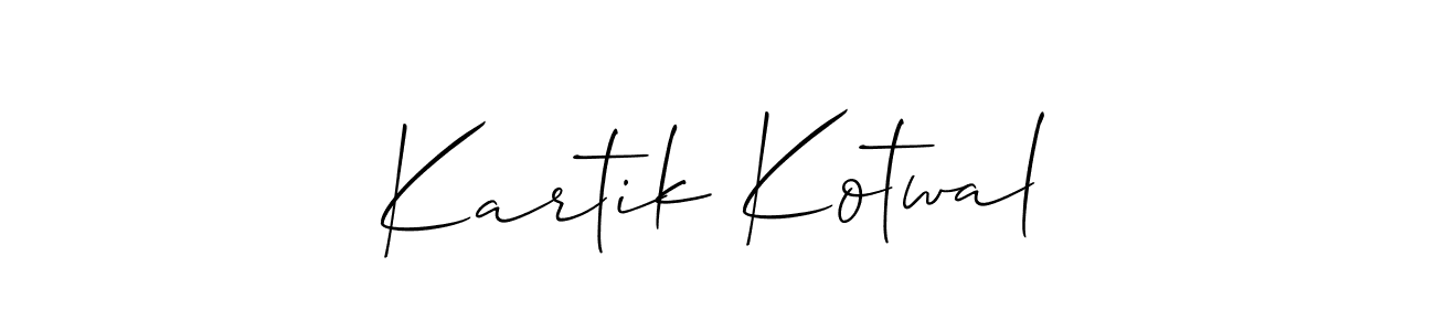 Design your own signature with our free online signature maker. With this signature software, you can create a handwritten (Allison_Script) signature for name Kartik Kotwal. Kartik Kotwal signature style 2 images and pictures png