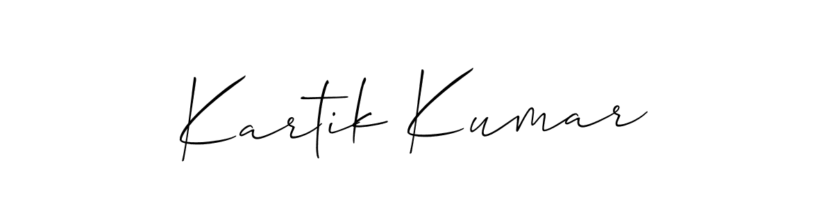 Make a beautiful signature design for name Kartik Kumar. With this signature (Allison_Script) style, you can create a handwritten signature for free. Kartik Kumar signature style 2 images and pictures png