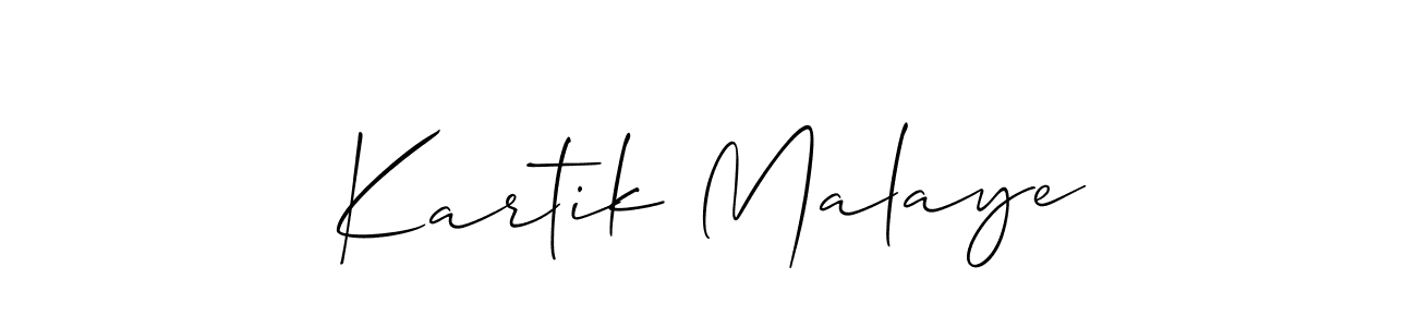 How to make Kartik Malaye name signature. Use Allison_Script style for creating short signs online. This is the latest handwritten sign. Kartik Malaye signature style 2 images and pictures png