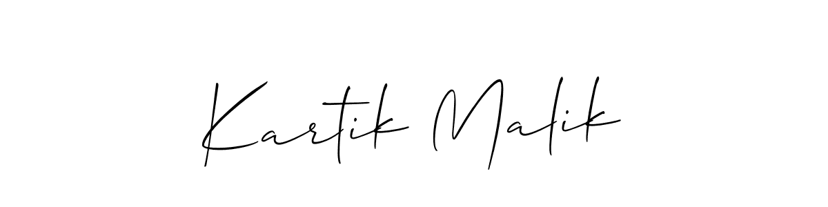 Use a signature maker to create a handwritten signature online. With this signature software, you can design (Allison_Script) your own signature for name Kartik Malik. Kartik Malik signature style 2 images and pictures png