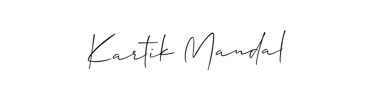Make a beautiful signature design for name Kartik Mandal. With this signature (Allison_Script) style, you can create a handwritten signature for free. Kartik Mandal signature style 2 images and pictures png