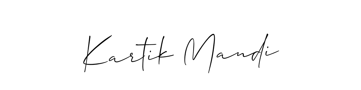Create a beautiful signature design for name Kartik Mandi. With this signature (Allison_Script) fonts, you can make a handwritten signature for free. Kartik Mandi signature style 2 images and pictures png