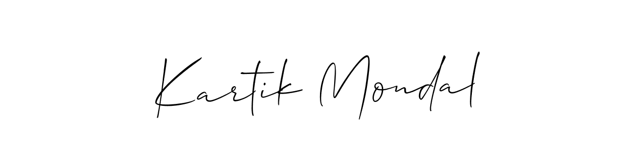 Also we have Kartik Mondal name is the best signature style. Create professional handwritten signature collection using Allison_Script autograph style. Kartik Mondal signature style 2 images and pictures png