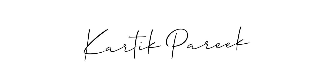 Design your own signature with our free online signature maker. With this signature software, you can create a handwritten (Allison_Script) signature for name Kartik Pareek. Kartik Pareek signature style 2 images and pictures png