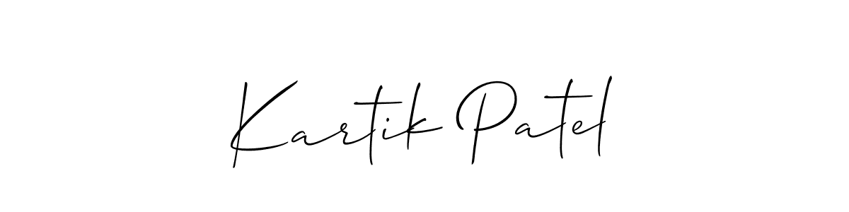 if you are searching for the best signature style for your name Kartik Patel. so please give up your signature search. here we have designed multiple signature styles  using Allison_Script. Kartik Patel signature style 2 images and pictures png