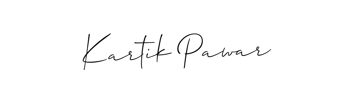 Allison_Script is a professional signature style that is perfect for those who want to add a touch of class to their signature. It is also a great choice for those who want to make their signature more unique. Get Kartik Pawar name to fancy signature for free. Kartik Pawar signature style 2 images and pictures png