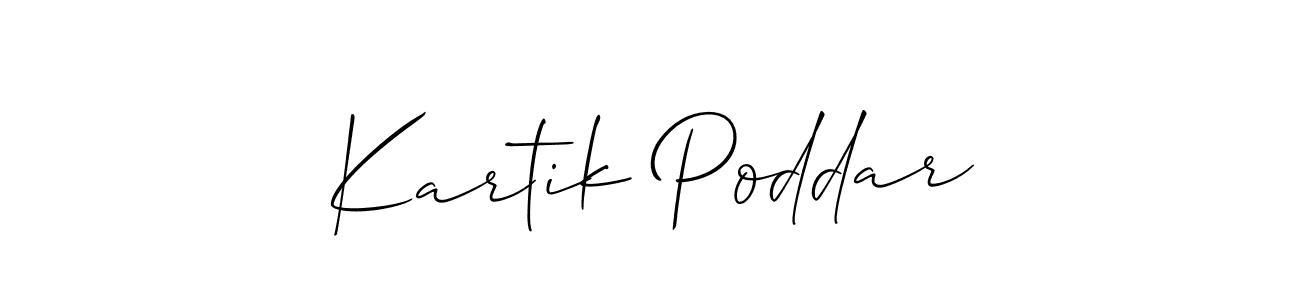 Make a short Kartik Poddar signature style. Manage your documents anywhere anytime using Allison_Script. Create and add eSignatures, submit forms, share and send files easily. Kartik Poddar signature style 2 images and pictures png