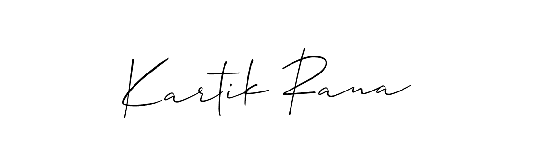 The best way (Allison_Script) to make a short signature is to pick only two or three words in your name. The name Kartik Rana include a total of six letters. For converting this name. Kartik Rana signature style 2 images and pictures png