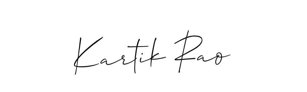 The best way (Allison_Script) to make a short signature is to pick only two or three words in your name. The name Kartik Rao include a total of six letters. For converting this name. Kartik Rao signature style 2 images and pictures png