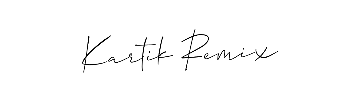 if you are searching for the best signature style for your name Kartik Remix. so please give up your signature search. here we have designed multiple signature styles  using Allison_Script. Kartik Remix signature style 2 images and pictures png