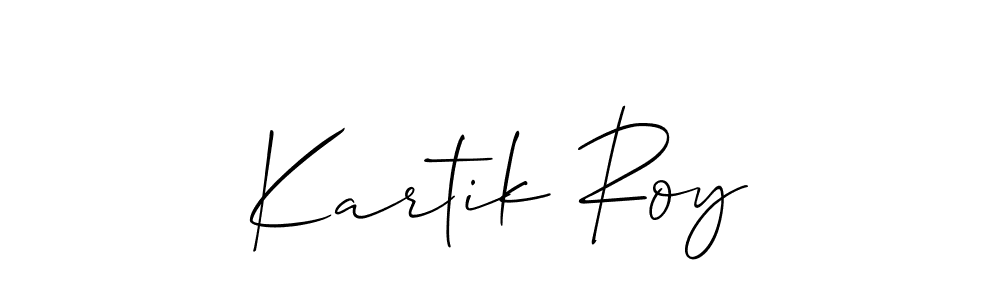 How to make Kartik Roy name signature. Use Allison_Script style for creating short signs online. This is the latest handwritten sign. Kartik Roy signature style 2 images and pictures png