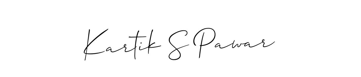 Make a beautiful signature design for name Kartik S Pawar. With this signature (Allison_Script) style, you can create a handwritten signature for free. Kartik S Pawar signature style 2 images and pictures png