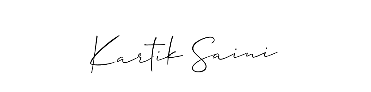 Allison_Script is a professional signature style that is perfect for those who want to add a touch of class to their signature. It is also a great choice for those who want to make their signature more unique. Get Kartik Saini name to fancy signature for free. Kartik Saini signature style 2 images and pictures png