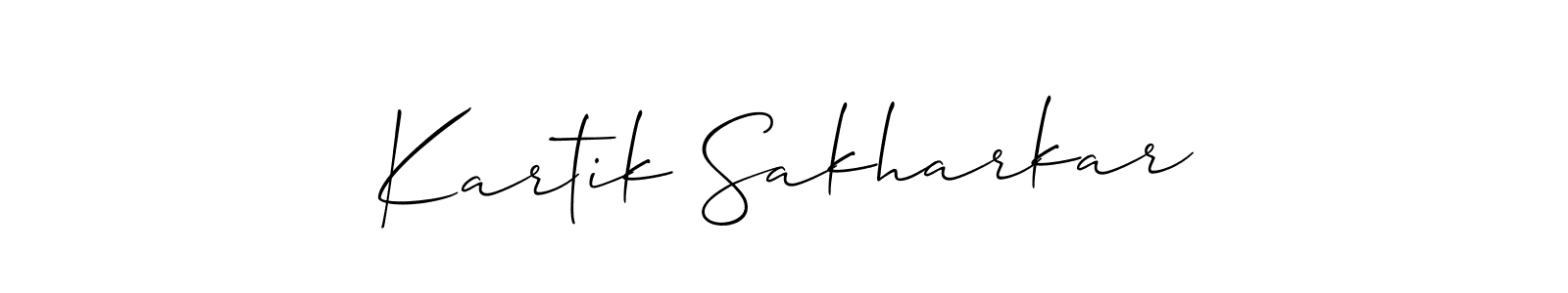 Design your own signature with our free online signature maker. With this signature software, you can create a handwritten (Allison_Script) signature for name Kartik Sakharkar. Kartik Sakharkar signature style 2 images and pictures png
