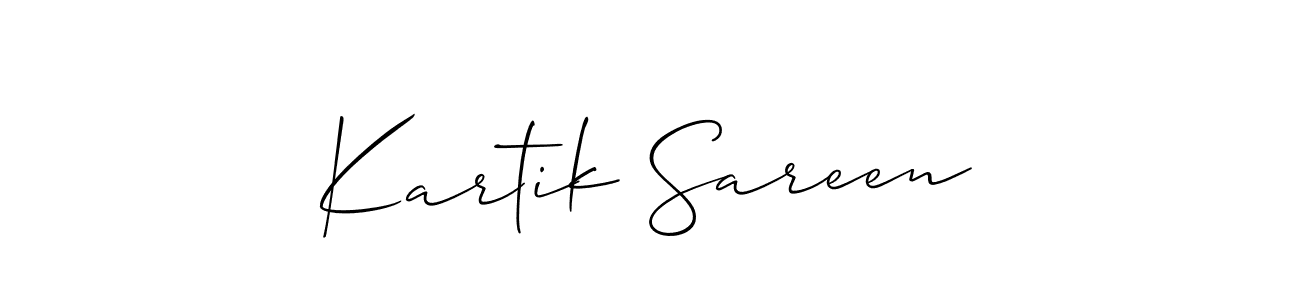 You should practise on your own different ways (Allison_Script) to write your name (Kartik Sareen) in signature. don't let someone else do it for you. Kartik Sareen signature style 2 images and pictures png