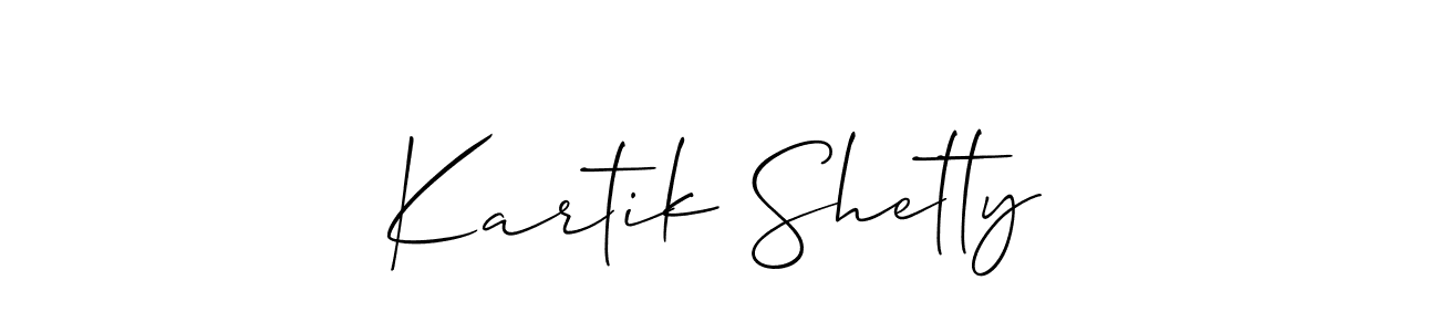 Allison_Script is a professional signature style that is perfect for those who want to add a touch of class to their signature. It is also a great choice for those who want to make their signature more unique. Get Kartik Shetty name to fancy signature for free. Kartik Shetty signature style 2 images and pictures png