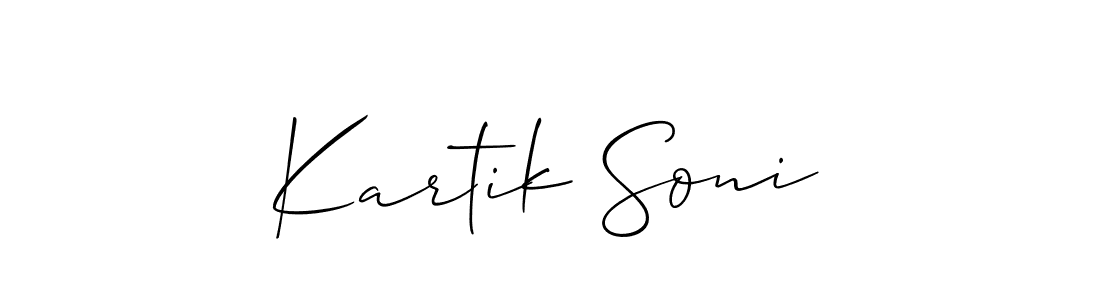 Also we have Kartik Soni name is the best signature style. Create professional handwritten signature collection using Allison_Script autograph style. Kartik Soni signature style 2 images and pictures png