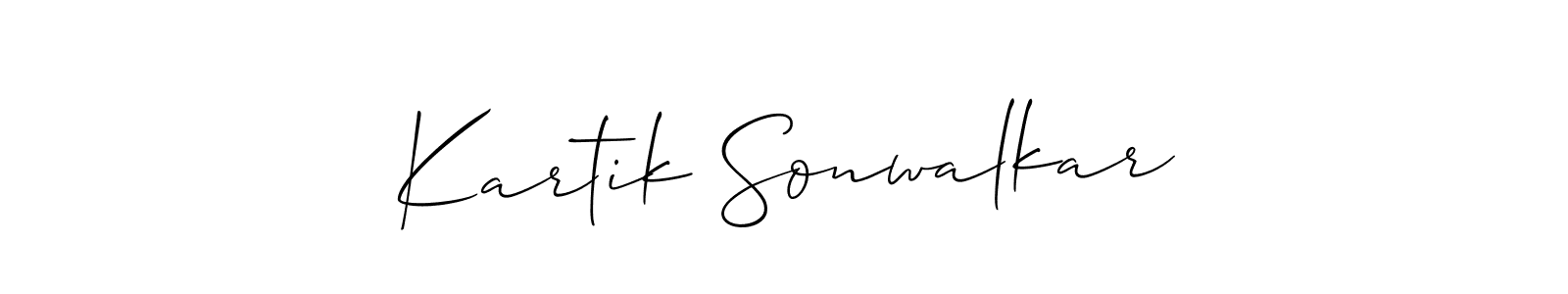 Allison_Script is a professional signature style that is perfect for those who want to add a touch of class to their signature. It is also a great choice for those who want to make their signature more unique. Get Kartik Sonwalkar name to fancy signature for free. Kartik Sonwalkar signature style 2 images and pictures png