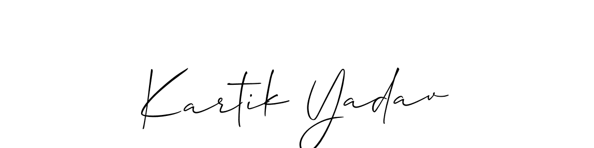 Also You can easily find your signature by using the search form. We will create Kartik Yadav name handwritten signature images for you free of cost using Allison_Script sign style. Kartik Yadav signature style 2 images and pictures png