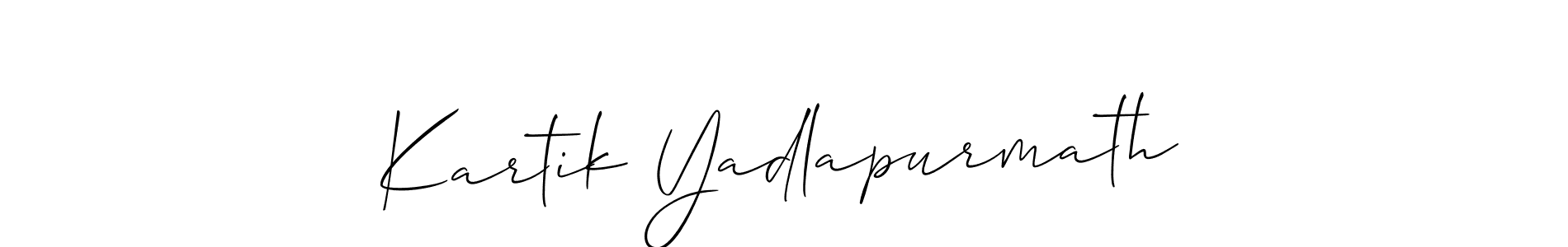 You should practise on your own different ways (Allison_Script) to write your name (Kartik Yadlapurmath) in signature. don't let someone else do it for you. Kartik Yadlapurmath signature style 2 images and pictures png