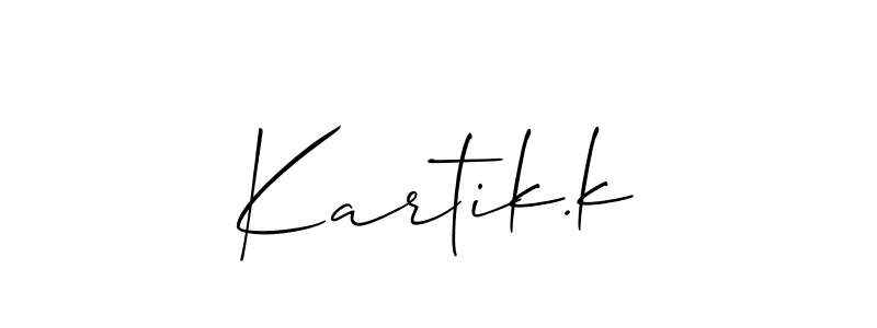 Best and Professional Signature Style for Kartik.k. Allison_Script Best Signature Style Collection. Kartik.k signature style 2 images and pictures png