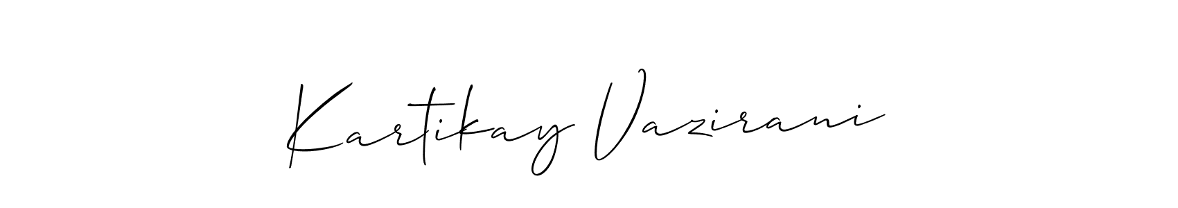 Use a signature maker to create a handwritten signature online. With this signature software, you can design (Allison_Script) your own signature for name Kartikay Vazirani. Kartikay Vazirani signature style 2 images and pictures png