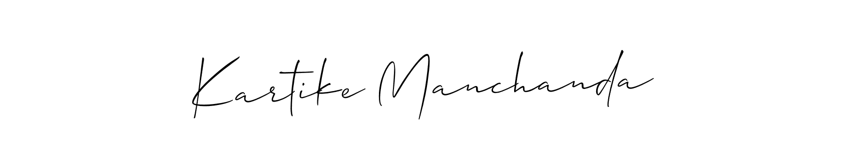 How to make Kartike Manchanda name signature. Use Allison_Script style for creating short signs online. This is the latest handwritten sign. Kartike Manchanda signature style 2 images and pictures png