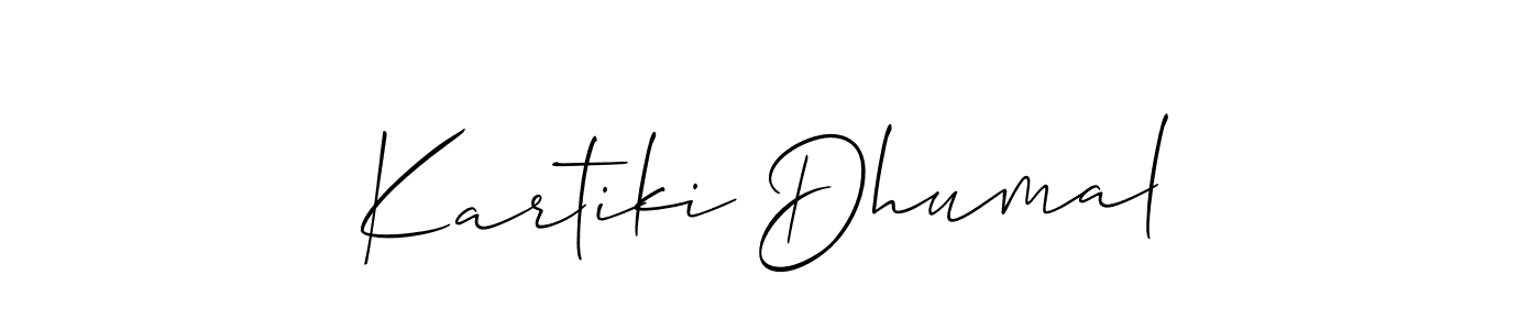 Similarly Allison_Script is the best handwritten signature design. Signature creator online .You can use it as an online autograph creator for name Kartiki Dhumal. Kartiki Dhumal signature style 2 images and pictures png