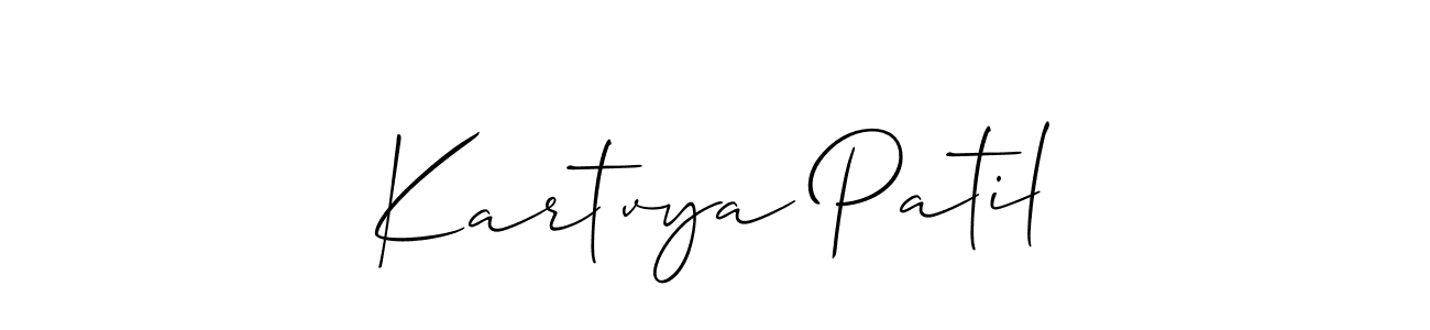 Make a beautiful signature design for name Kartvya Patil. With this signature (Allison_Script) style, you can create a handwritten signature for free. Kartvya Patil signature style 2 images and pictures png